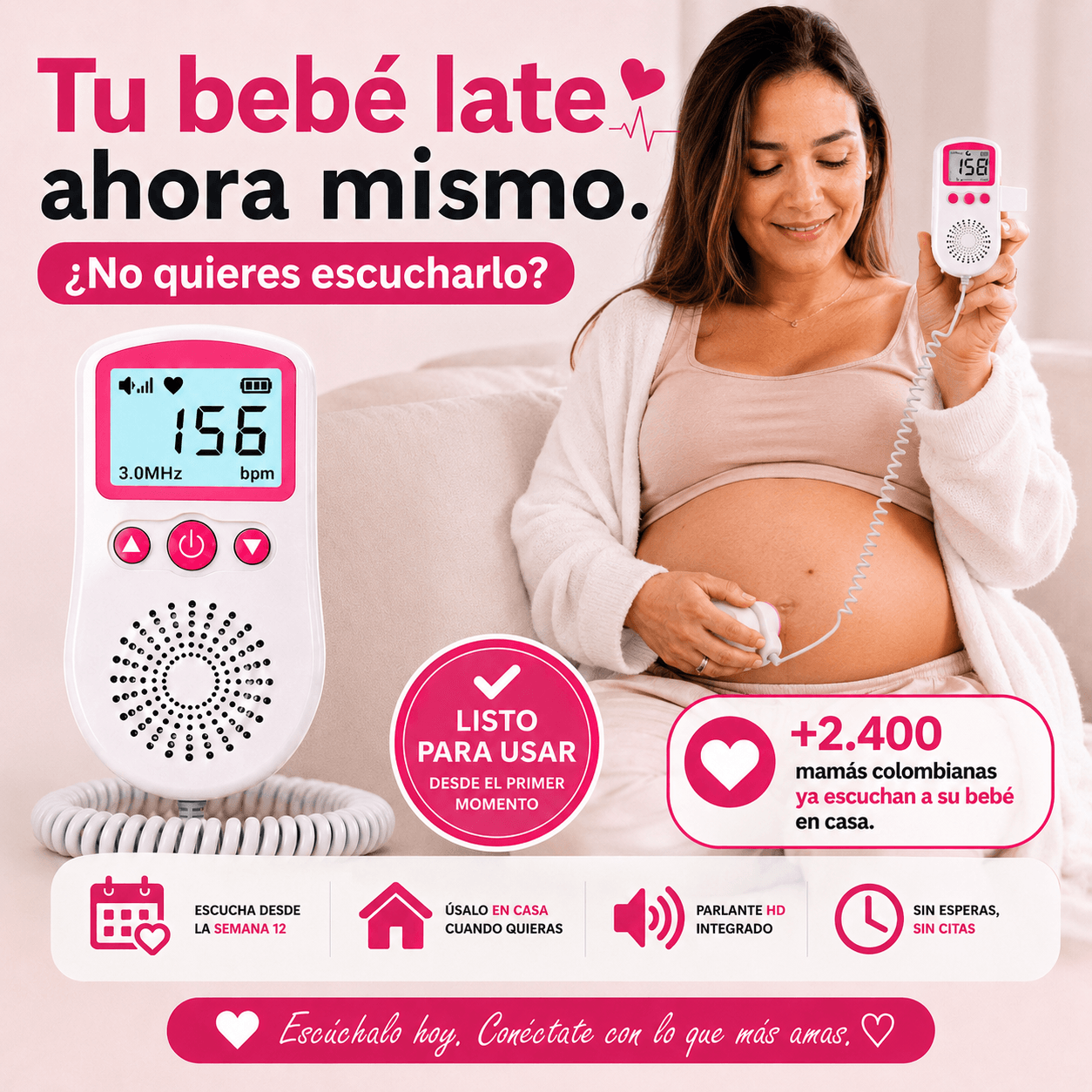 Mi Primer Latido® Monitor de Latidos Prenatal con Parlante HD