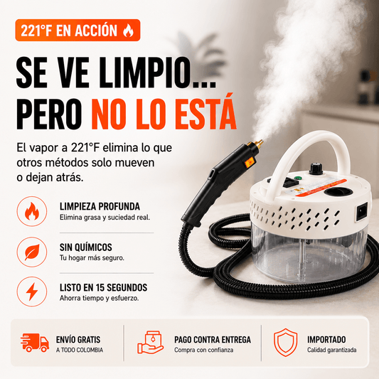 Limpiador a Vapor Portátil + Kit de 10 Piezas, 2500W