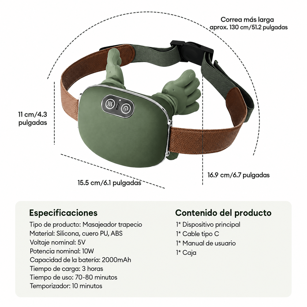 Alivio Pro 4D™ – Masajeador con Calor para Cuello y Espalda