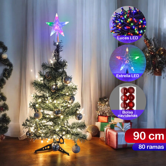 COMBO ÁRBOL DE NAVIDAD + LUCES LED + ESTRELLA LED + BOLAS NAVIDEÑAS 🎄
